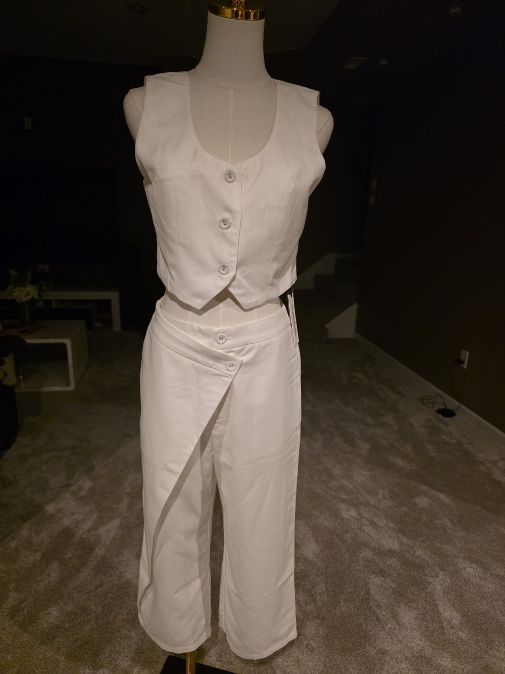 Commense Solid Asymmetrical Straight Leg Pants Set - Picture 5 of 9